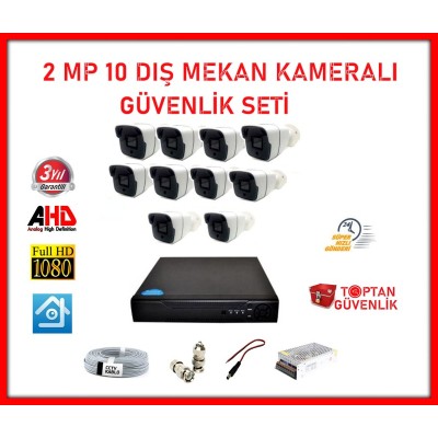 2MP 1080P 10 Dış Mekan Kameralı Ahd Güvenlik Seti ARNA-7140