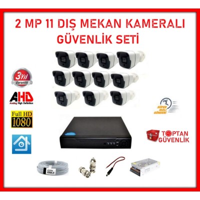 2MP 1080P 11 Dış Mekan Kameralı Ahd Güvenlik Seti ARNA-7151