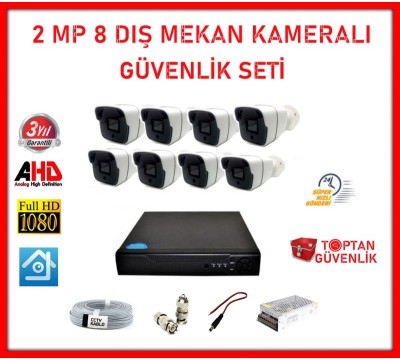 2MP 1080P 8 Dış Mekan Kameralı Ahd Güvenlik Seti ARNA-7148