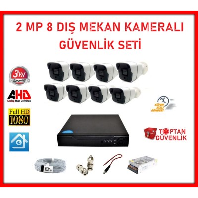 2MP 1080P 8 Dış Mekan Kameralı Ahd Güvenlik Seti ARNA-7148
