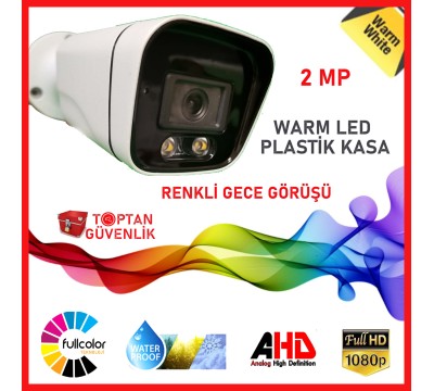 2 Mp 1080p 2 Array Led Renkli Gece Görüşlü Warm Led  Plastik Bullet Kamera ARNA-2102