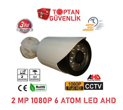2 MP Ahd 1080P 6 Atom Led Bullet Güvenlik Kamerası ARNA-2126