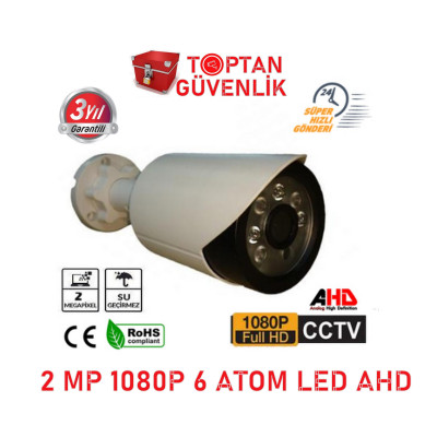 2 MP Ahd 1080P 6 Atom Led Bullet Güvenlik Kamerası ARNA-2126