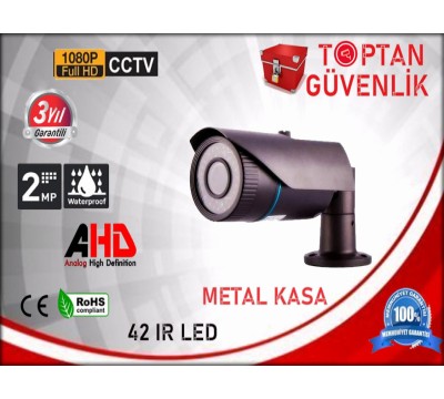 2 MP 1080P AHD 42 Led Gece Görüşlü Metal Kasa Güvenlik Kamerası ARNA-2142