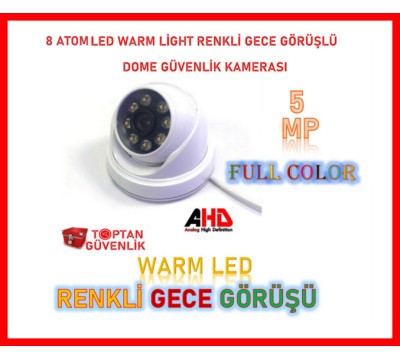 5 MP 8 ARRAY AHD WARM LED Dome Renkli Gece Görüşlü Güvenlik Kamerası ARNA-2548