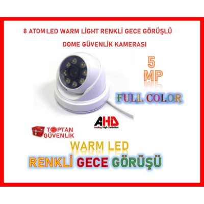 5 MP 8 ARRAY AHD WARM LED Dome Renkli Gece Görüşlü Güvenlik Kamerası ARNA-2548