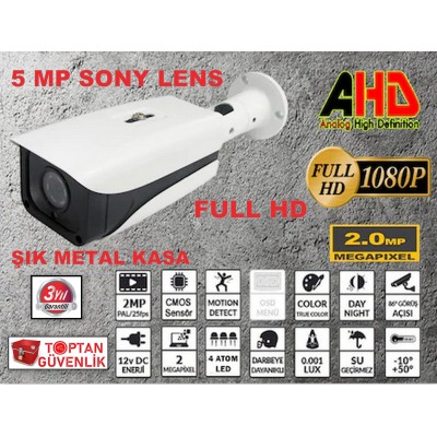 2 MP 1080P Full Hd Metal Kasa Su Geçirmez Güvenlik Kamerası ARNA-2034
