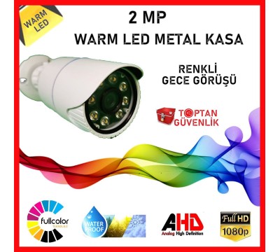 2 MP 1080P Warm Led Metal Kasa 8 Atom Led Renkli Gece Görüşlü Su Geçirmez Güvenlik Kamerası ARNA-2428