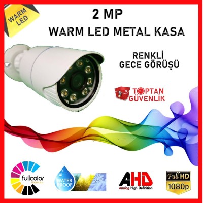 2 MP 1080P Warm Led Metal Kasa 8 Atom Led Renkli Gece Görüşlü Su Geçirmez Güvenlik Kamerası ARNA-2428