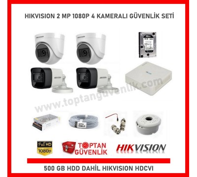 Hikvision 2 MP 4 Kameralı Herşey Dahil Güvenlik Seti