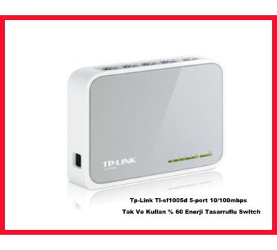 Tp-Link Tl-sf1005d 5-port 10/100mbps Tak Ve Kullan % 60 Enerji Tasarruflu Switch