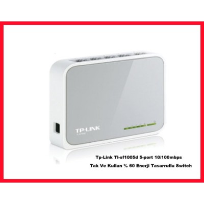 Tp-Link Tl-sf1005d 5-port 10/100mbps Tak Ve Kullan % 60 Enerji Tasarruflu Switch