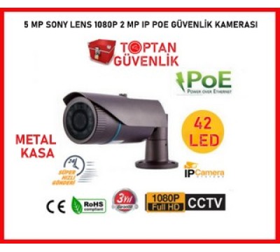 5 Mp Sony Lens 1080p IP Poe Metal Kasa 2 Mp  Güvenlik Kamerası ARNA-1542