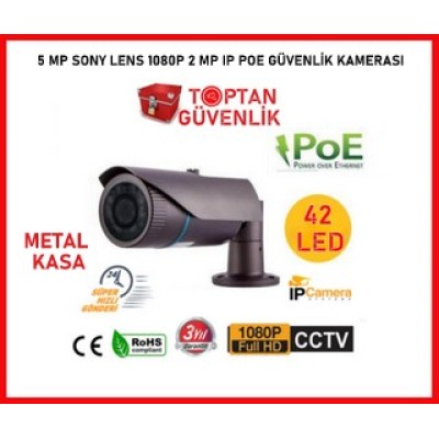 5 Mp Sony Lens 1080p IP Poe Metal Kasa 2 Mp  Güvenlik Kamerası ARNA-1542
