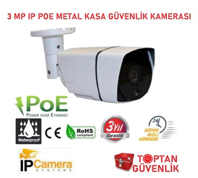 3 MP IP POE H265 Metal Kasa Güvenlik Kamerası ARNA-1365