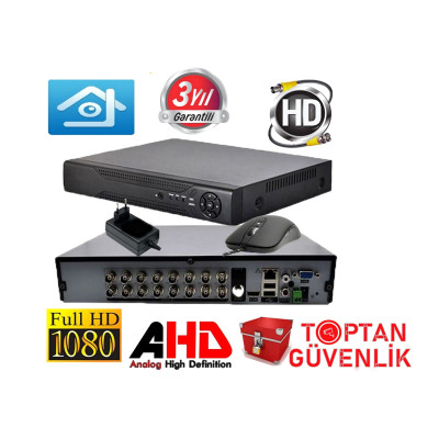 16 KANAL 1080N 2 MP FULL HD 5IN1 HİBRİT H265+ FONKSİYONEL KAMERA KAYIT CİHAZI DVR ARNA-4016