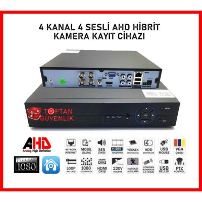 4 Kanal Ahd 1080N 4 Sesli Hibrit Dvr Metal Kasa Xmeye H265+ Kamera Kayıt Cihazı ARNA-4422