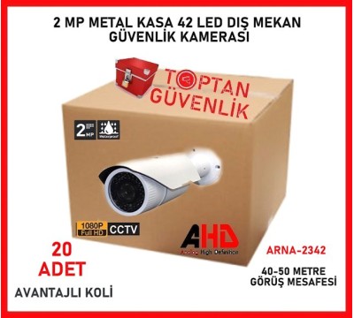 2 Mp 42 Led Ahd Metal Kasa Gece Görüşlü Güvenlik Kamerası ARNA-2342 20'Lİ KOLİ
