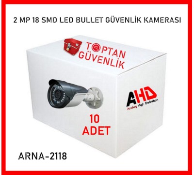 2 MP 1080P 18 SMD LED GECE GÖRÜŞLÜ AHD KAMERA ARNA-2118 10 ADET KOLİ