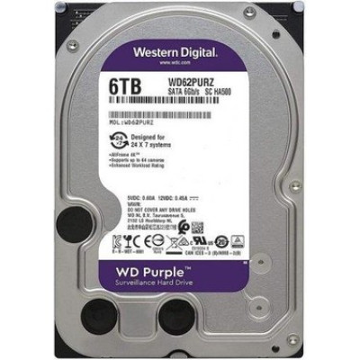 WD WD62PURZ Purple 6TB 5400RPM 64MB Sata3 180TB/Y 7/24 Güvenlik Harddiski