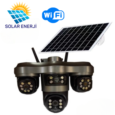 3 Lensli 5MP KABLOSUZ WİFİ PTZ SOLAR KABLOSUZ GÜVENLİK KAMERASI