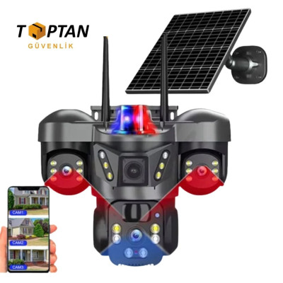 WIFI ÖZELLİKLİ 3 LENSLİ SOLAR GÜNEŞ PANELLİ KABLOSUZ GÜVENLİK KAMERASI RX-66WS