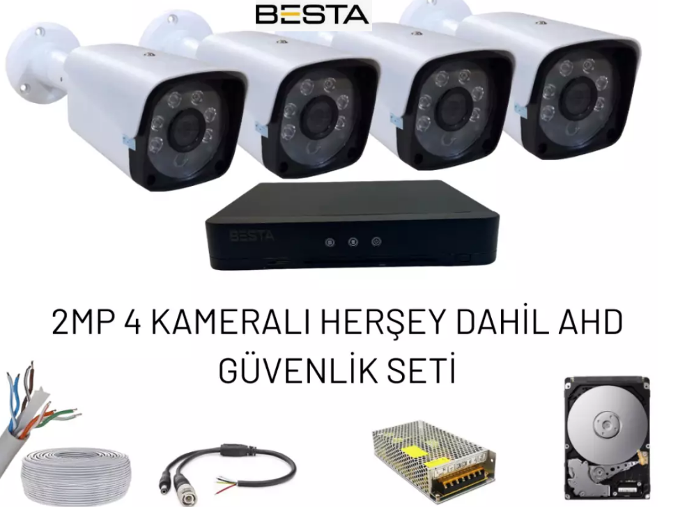 4 kamerali güvenlik kamerası seti