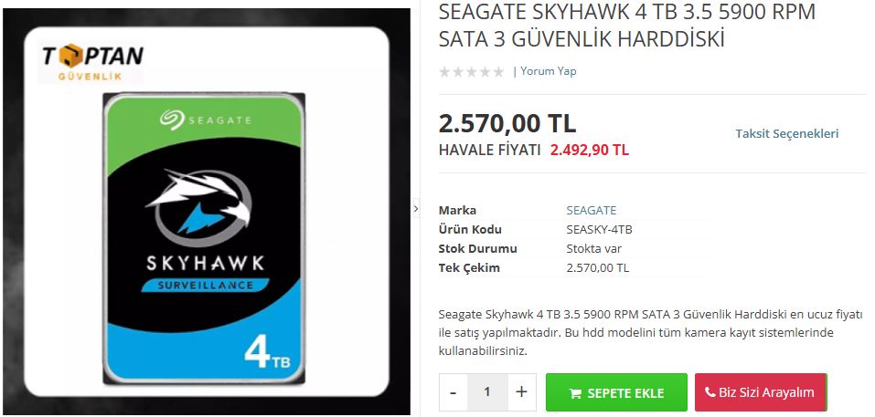 4 tb güvenlik harddiski skyhawk