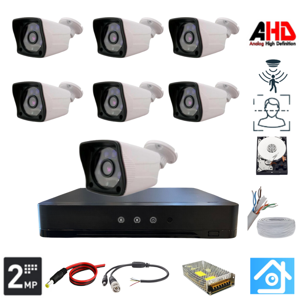 ARNA 7 KAMERALI 2 MP 1080 P 3.6 MM GENİŞ AÇILI 500 GB HARD DİSK DAHİL AHD GÜVENLİK KAMERA SETİ - ST27500