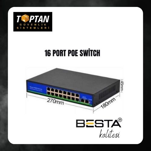 8+2 Port Gigabit POE Switch - Power Over Ethernet - 1000 mBit ARNA-6208 görünüm