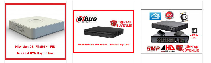 16 kanal dvr kayıt cihazı