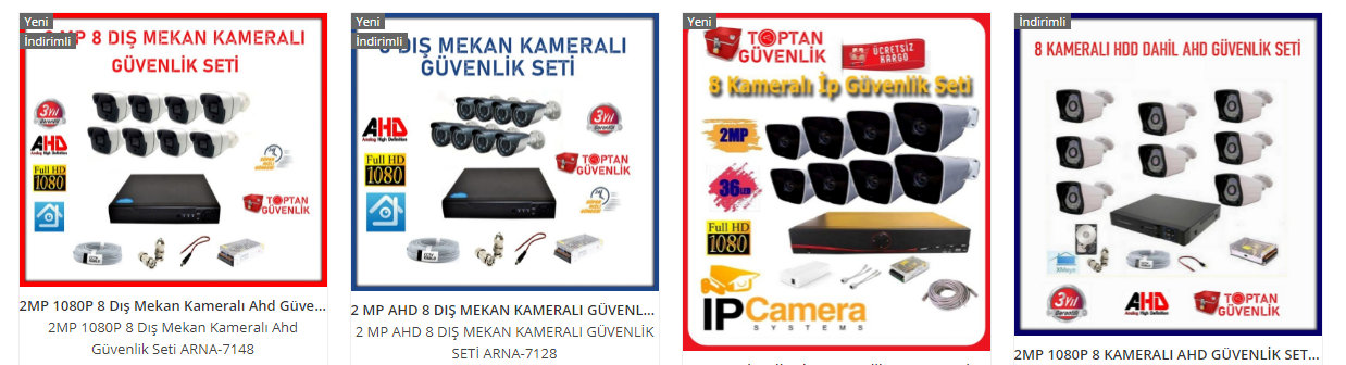 8 kameralı güvenlik kamera sistemleri