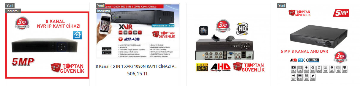 8 kameralı kayıt cihazı fiyatları