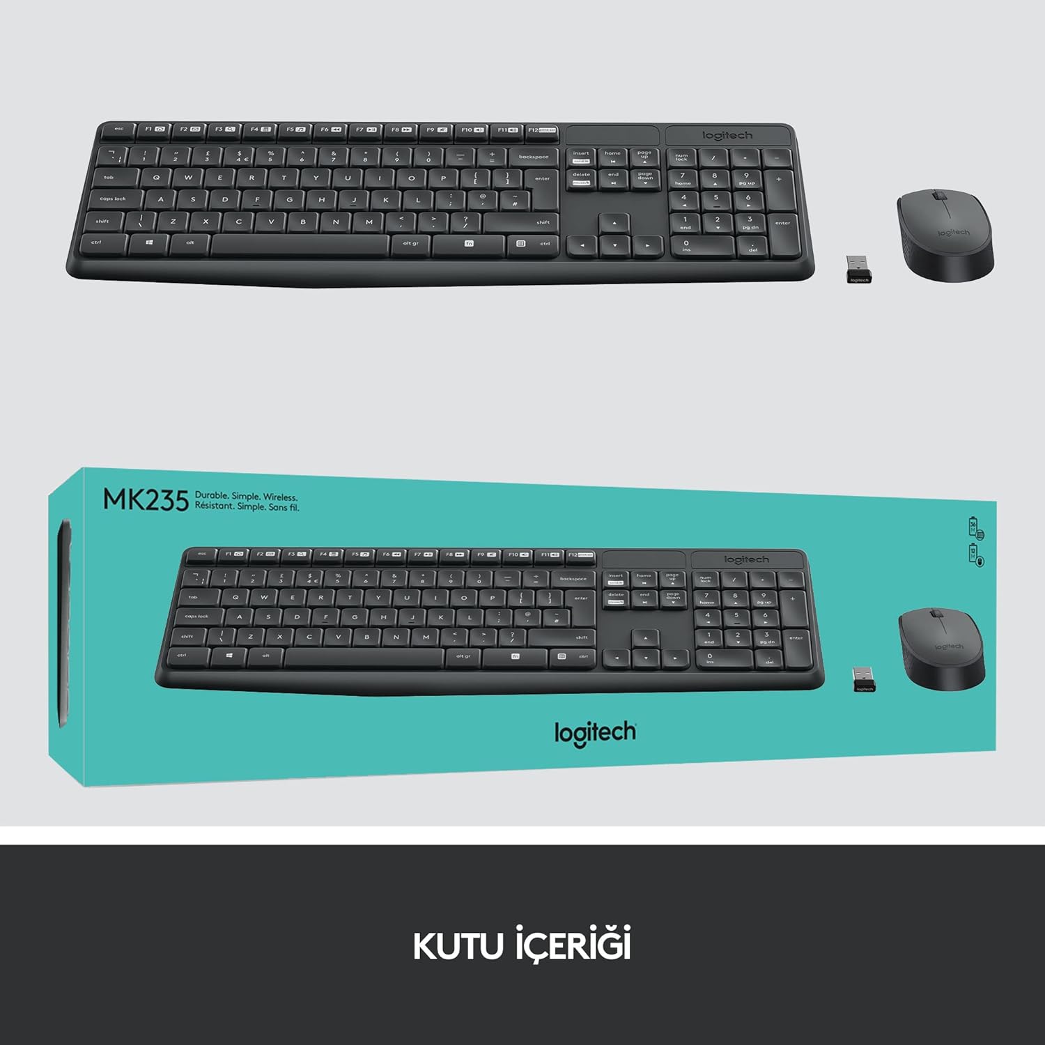 Logitech MK235 920-007925 Kablosuz Klavye Mouse Seti görünüm