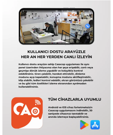 caascop güneş panelli kamera