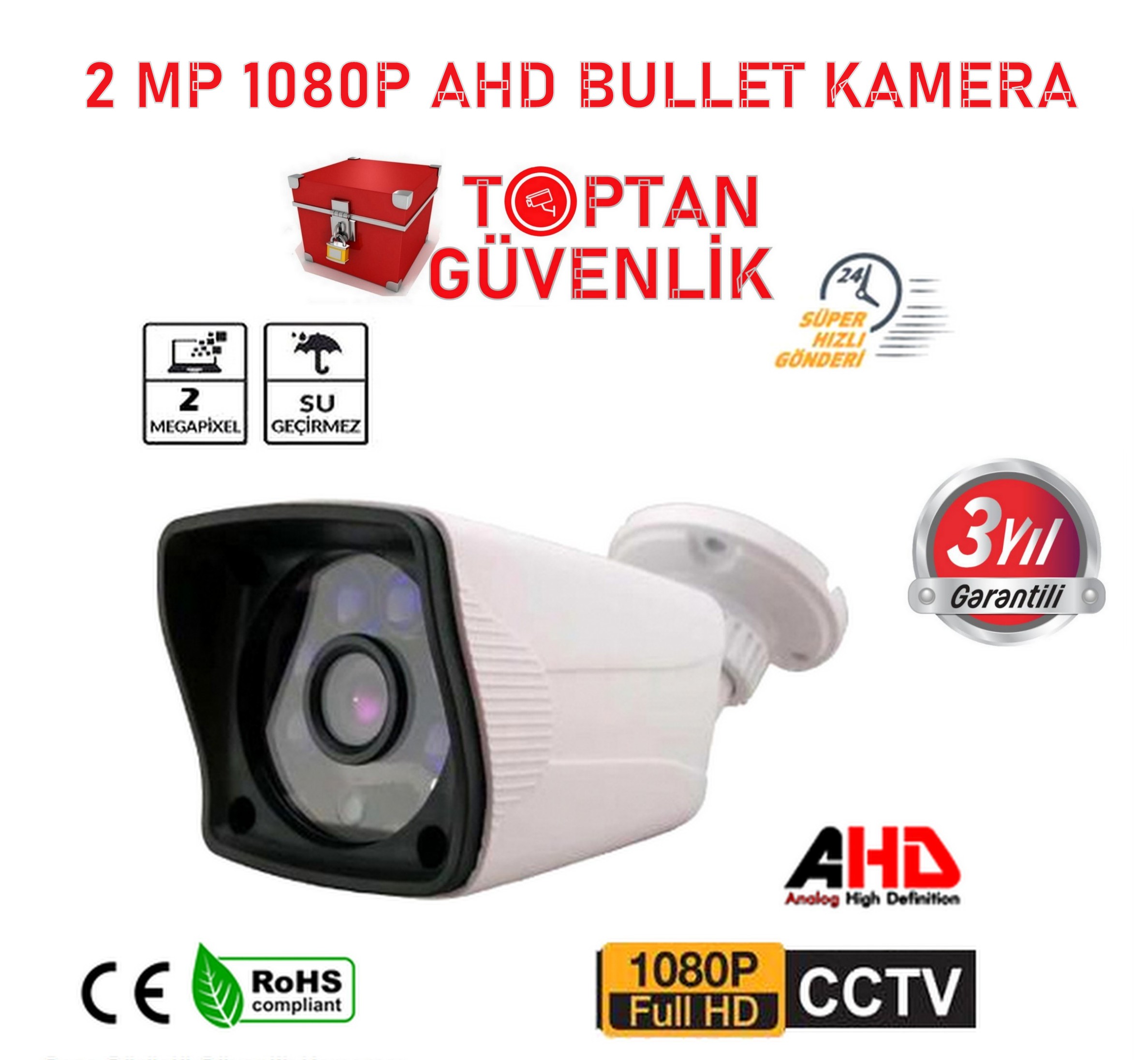 2 MP 1080P 3 KAMERALI AHD GÜVENLİK SETİ 320 GB HARDDİSK DAHİL ARNA-7323 görünüm