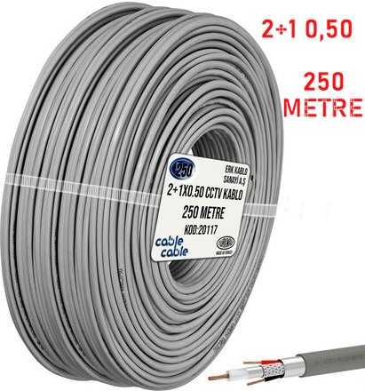 2+1 250 Metre 0.50 CCTV Kamera Kablosu ARNA-5250 görünüm