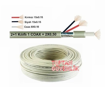 2+1 100 Metre 0.50 CCTV Kamera Kablosu ARNA-5150 görünüm