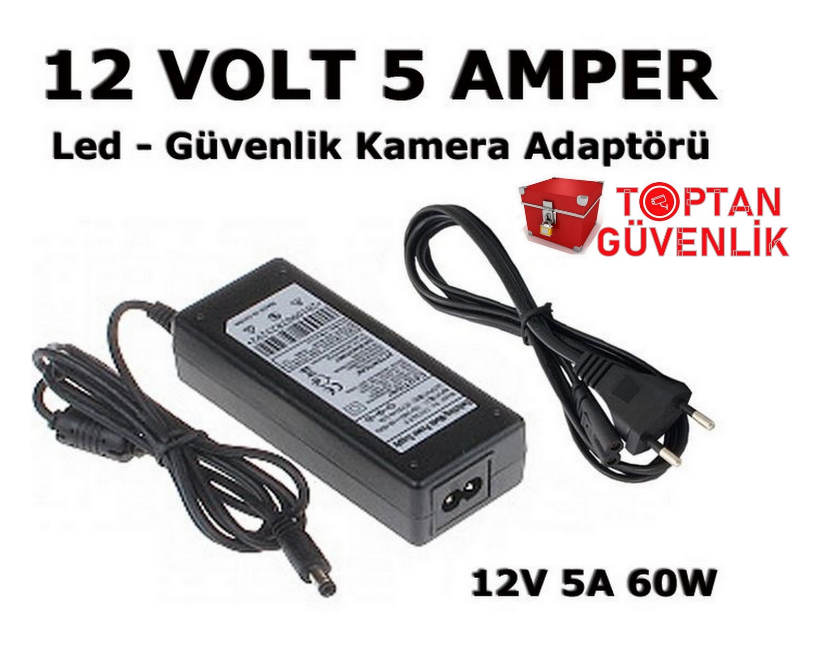 12V 5 AMPER PLASTİK SWITCH ADAPTÖR Güvenlik Kamerası Adaptörü ARNA-6255 görünüm