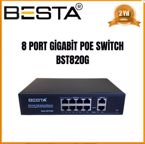 BESTA 8 PORT GİGABİT POE SWİTCH 10/100/1000 Mbps 